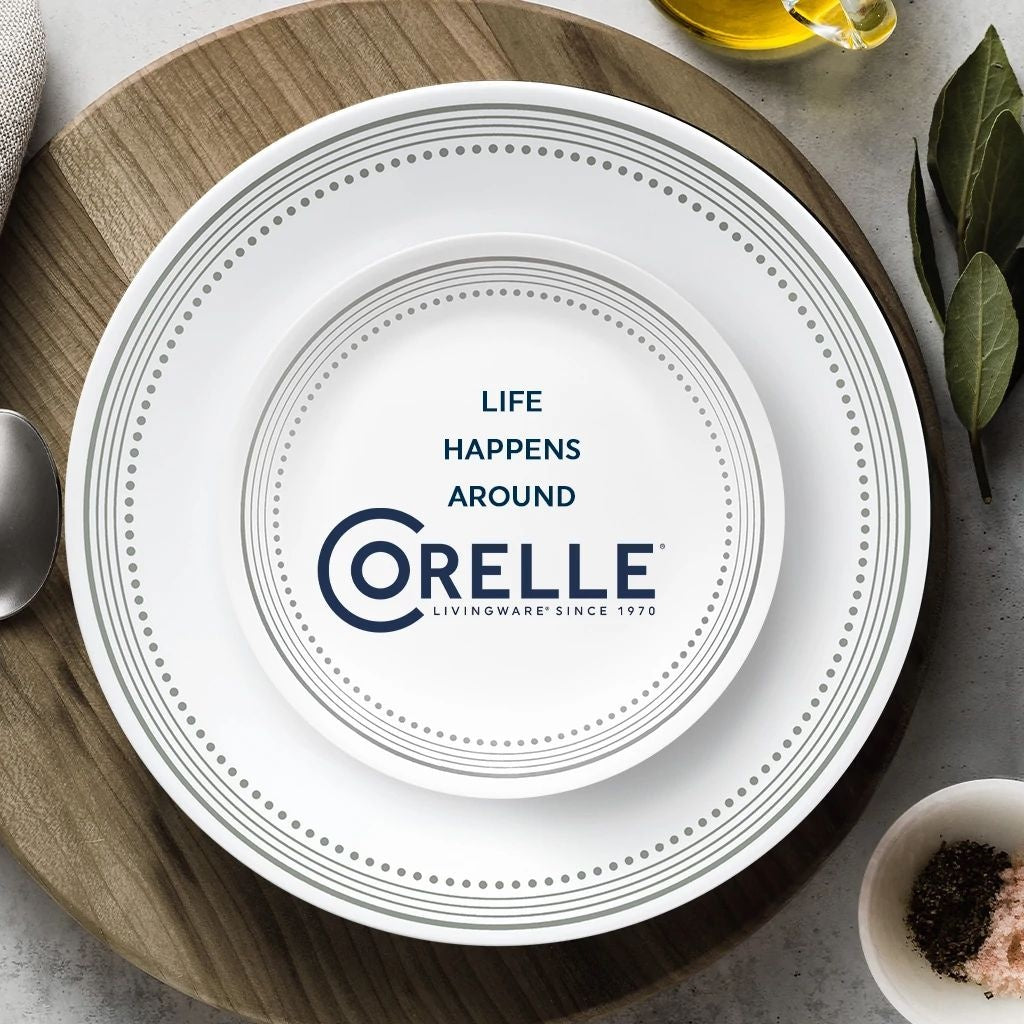 Corelle® Mystic Gray 18-piece Mugless Dinnerware Set, Service for 6