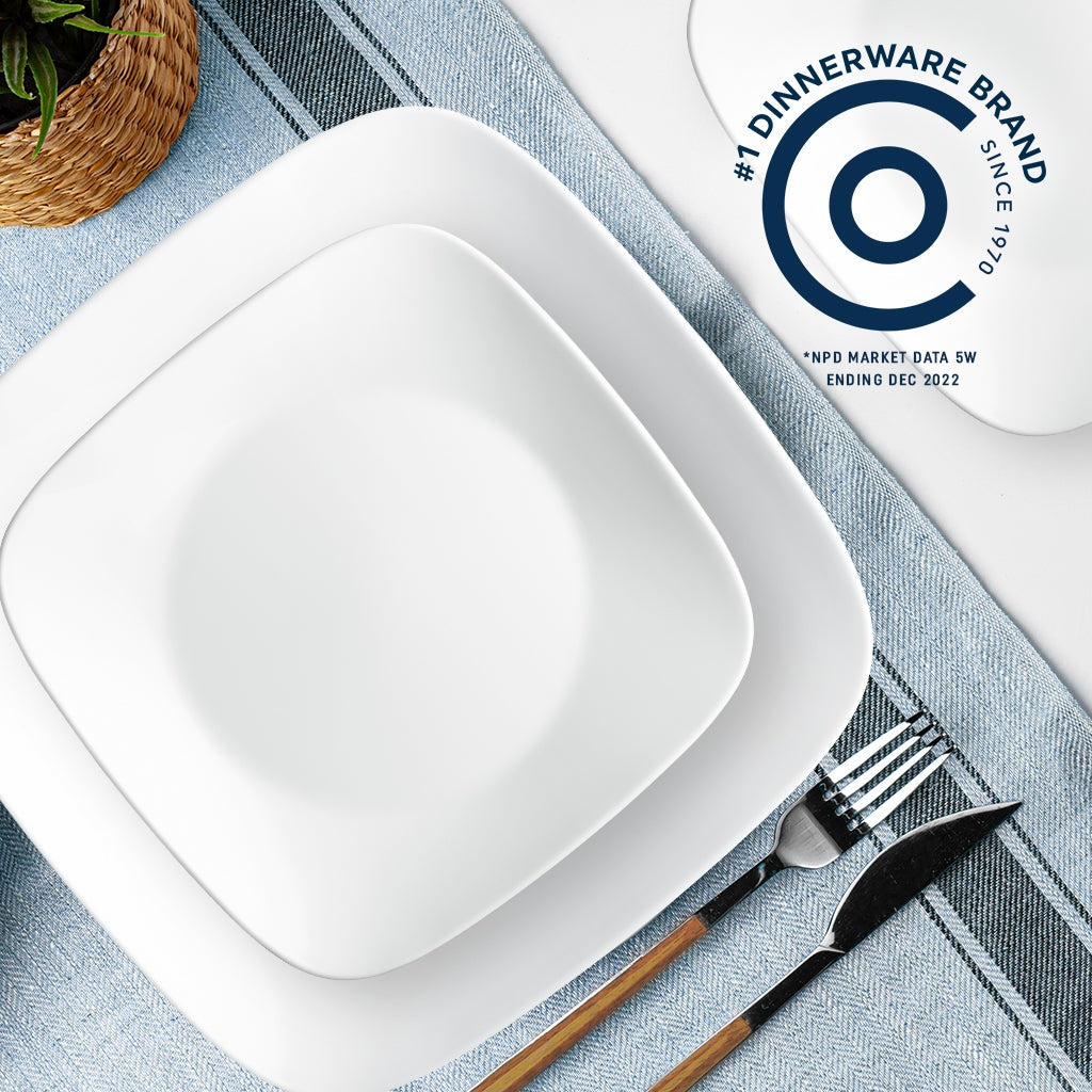 Corelle® Square™ Pure White 12-piece Dinnerware Set, Service for 4