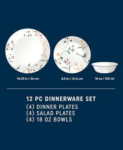 Corelle® Wildflower Scatter 12-piece Dinnerware Set, Service for 4