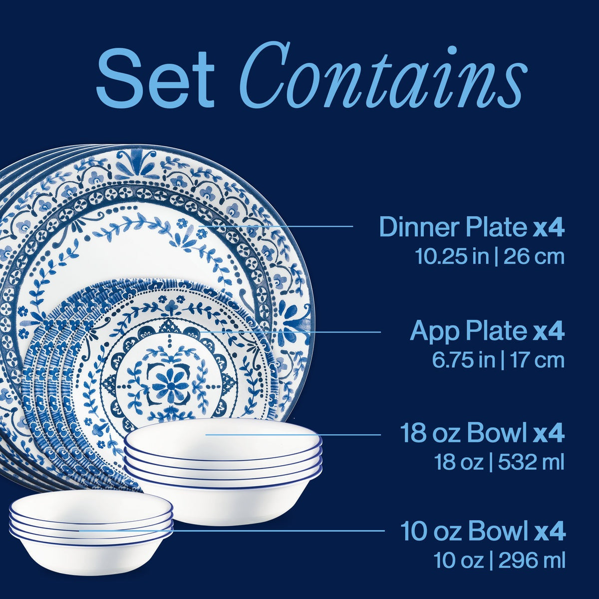 Corelle® Portofino 16-piece Dinnerware Set, Service for 4
