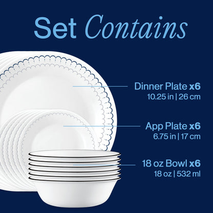 Corelle® Caspian Lace 18-piece Dinnerware Set, Service for 6