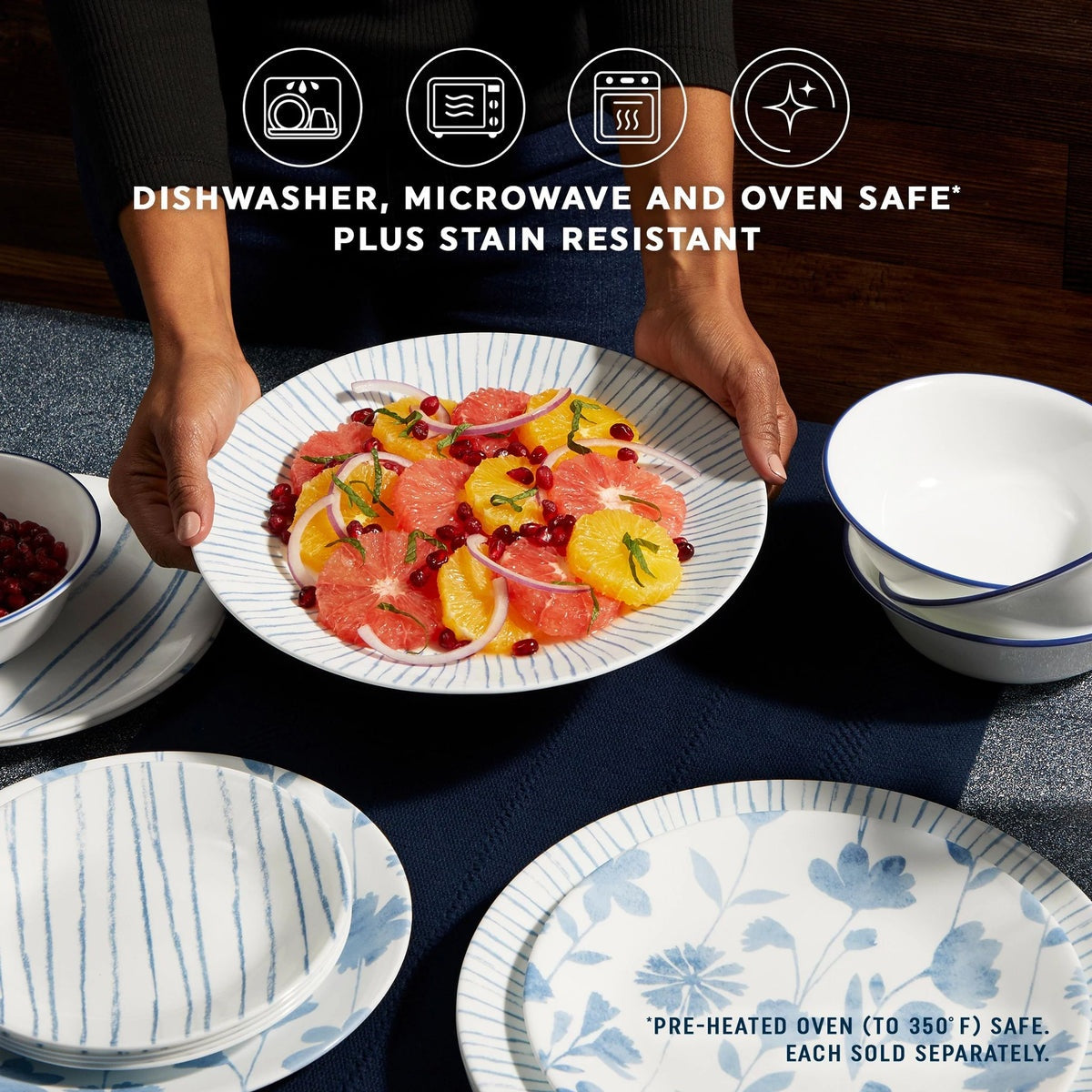 Corelle® Botanical Stripes 10.25" Dinner Plate, 6 pack