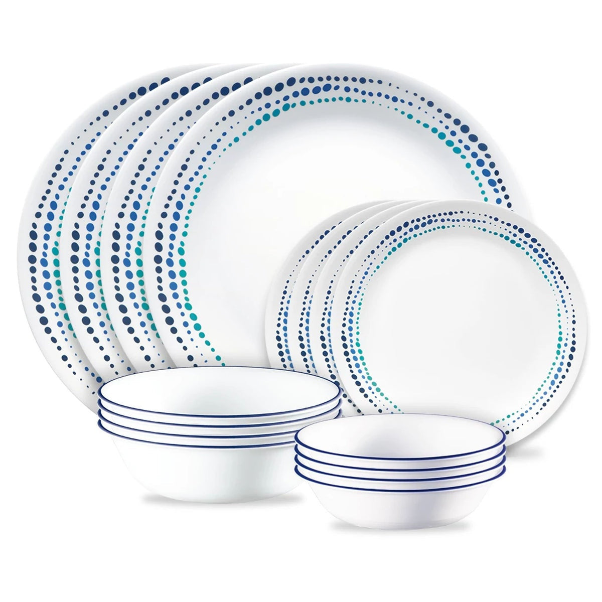Corelle® Ocean Blues 16-piece Mugless Dinnerware Set, Service for 4