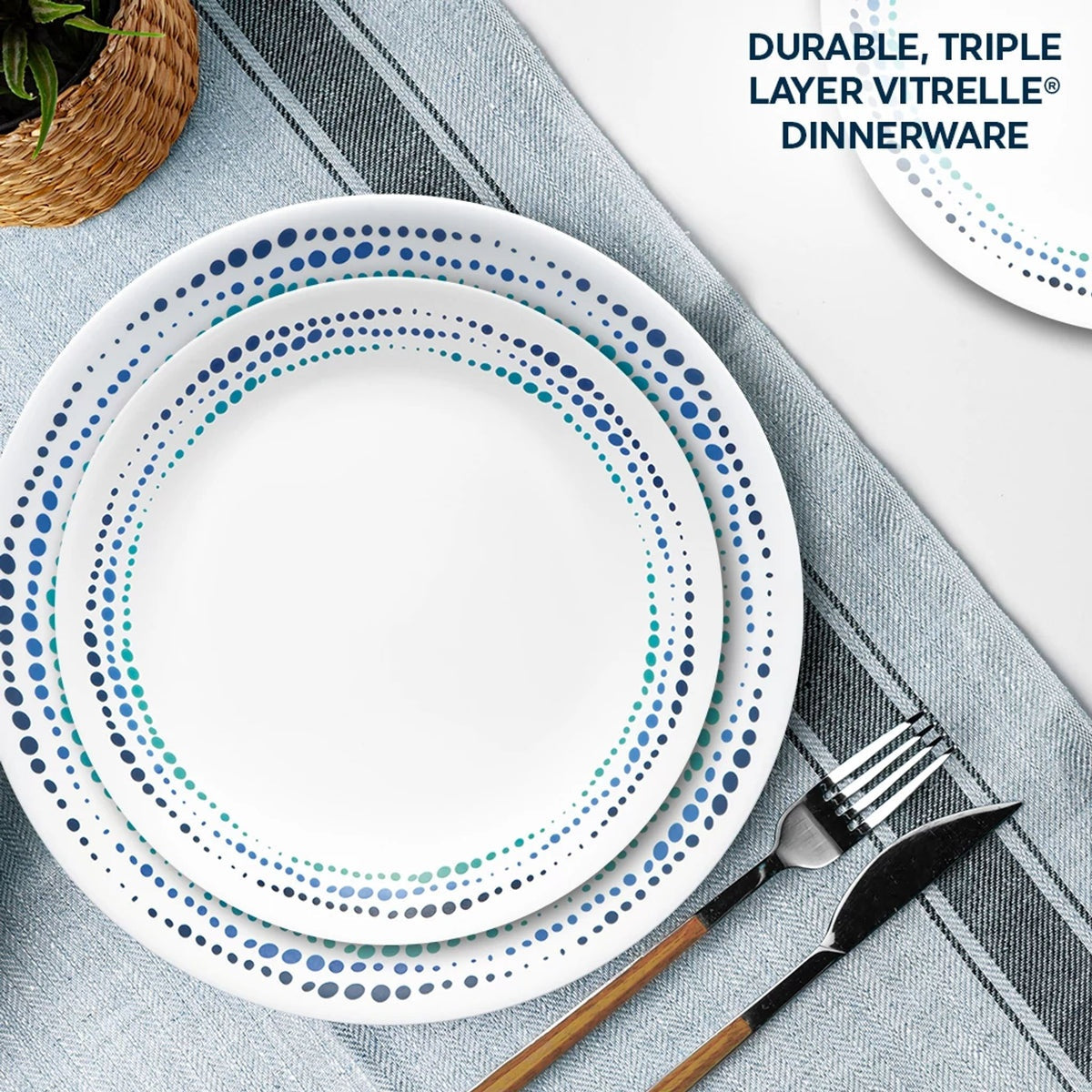 Corelle® Ocean Blues 16-piece Mugless Dinnerware Set, Service for 4