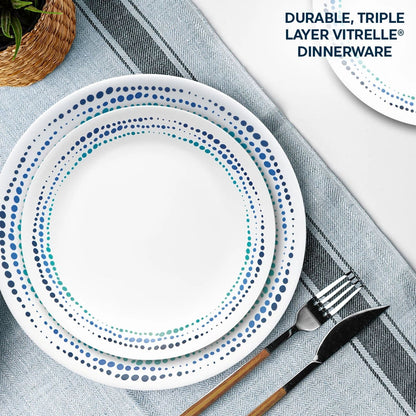 Corelle® Ocean Blues 16-piece Mugless Dinnerware Set, Service for 4