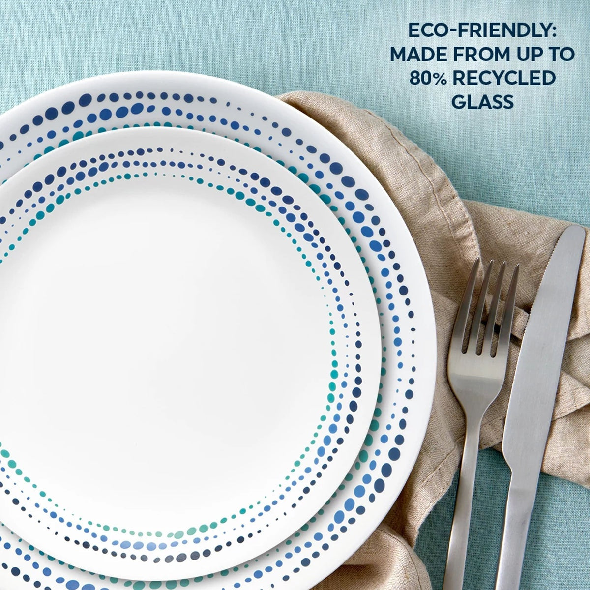 Corelle® Ocean Blues 16-piece Mugless Dinnerware Set, Service for 4
