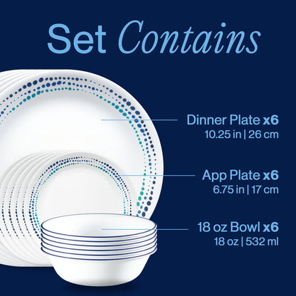 Corelle® Ocean Blues 18-piece Dinnerware Set, Service for 6