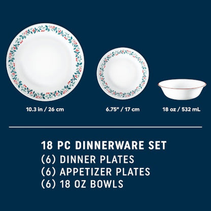 Corelle® Winter Berries 18-piece Dinnerware Set, Service for 6