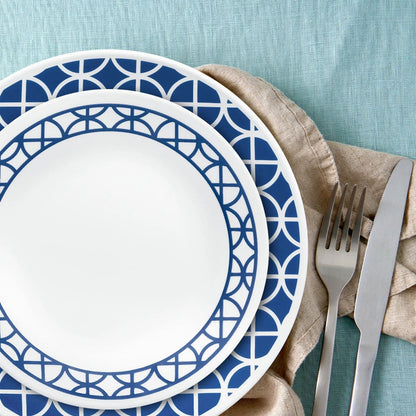 Corelle® Cobalt Circles 16-piece Mugless Dinnerware Set, Service for 4