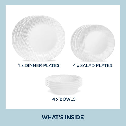Corelle® Linen Weave 12-piece Dinnerware Set, Service for 4
