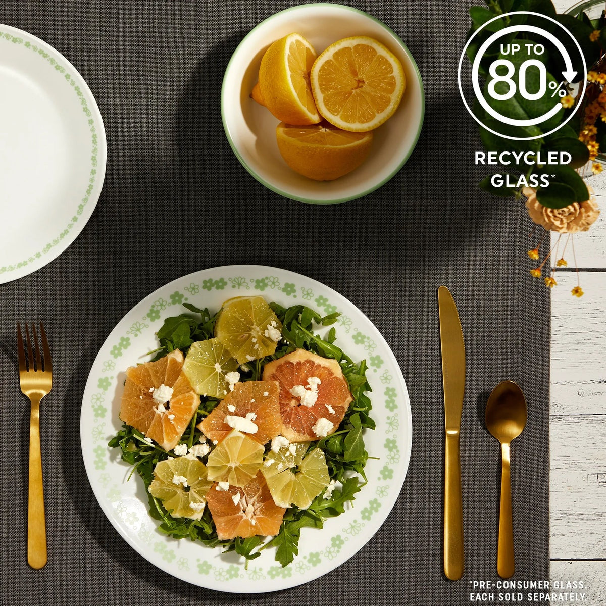 Corelle® Spring Blossom Green 8.5" Salad Plate