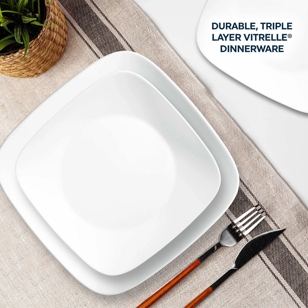 Corelle® Boutique Vivid White 8-piece Dinnerware Set, Service for 4