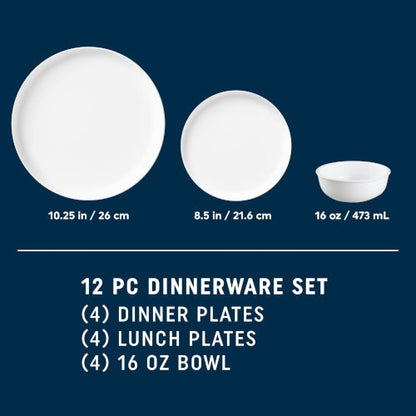 Corelle® Modern Rounds 12-piece Dinnerware Set, Service for 4