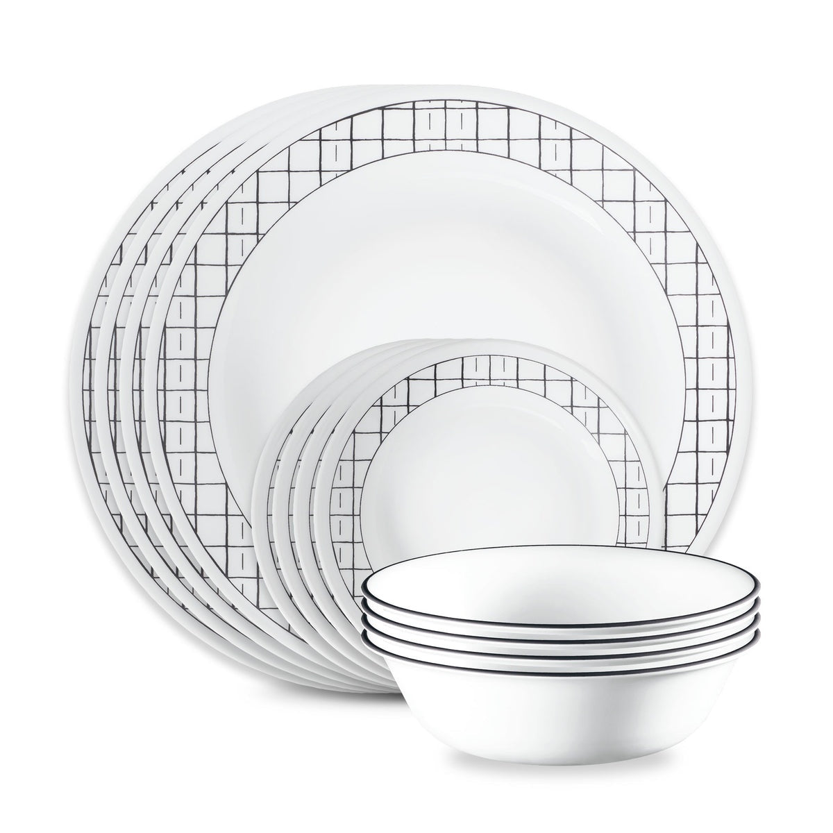 Corelle® Delicate Grid 12-piece Dinnerware Set, Service for 4
