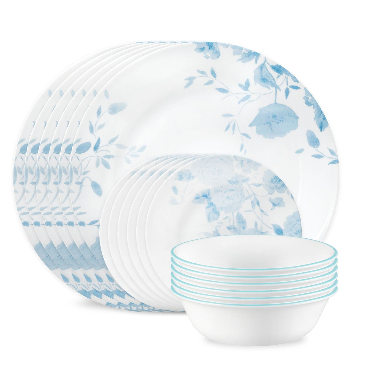 Corelle® Blue Bouquet 18-piece Dinnerware Set, Service for 6