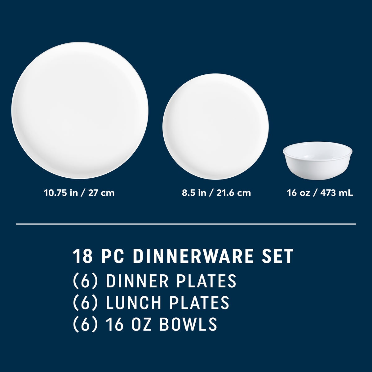 Corelle® Modern Rounds 18-piece Dinnerware Set, Service for 6