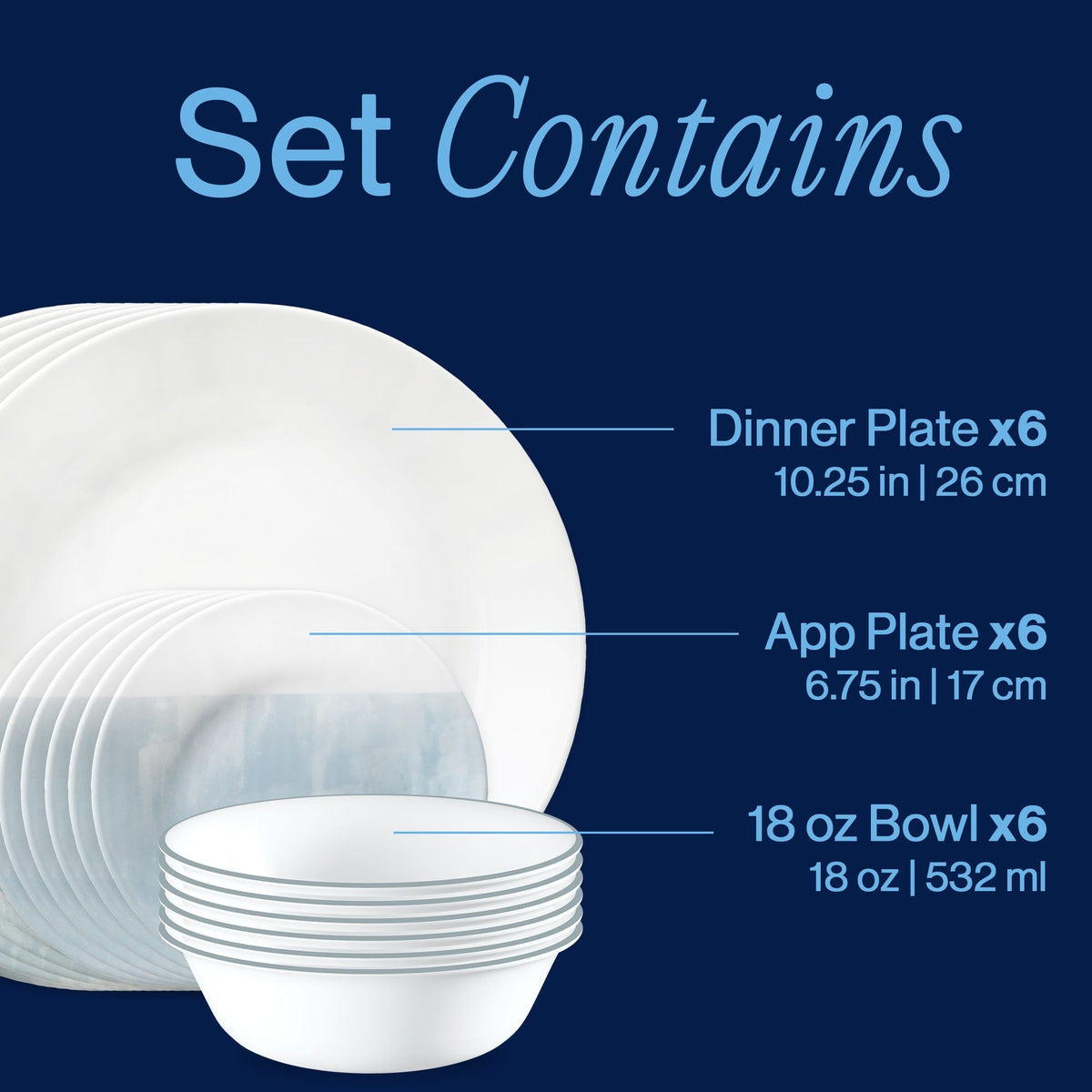 Corelle® Foggy Seas 18-piece Dinnerware Set, Service for 6