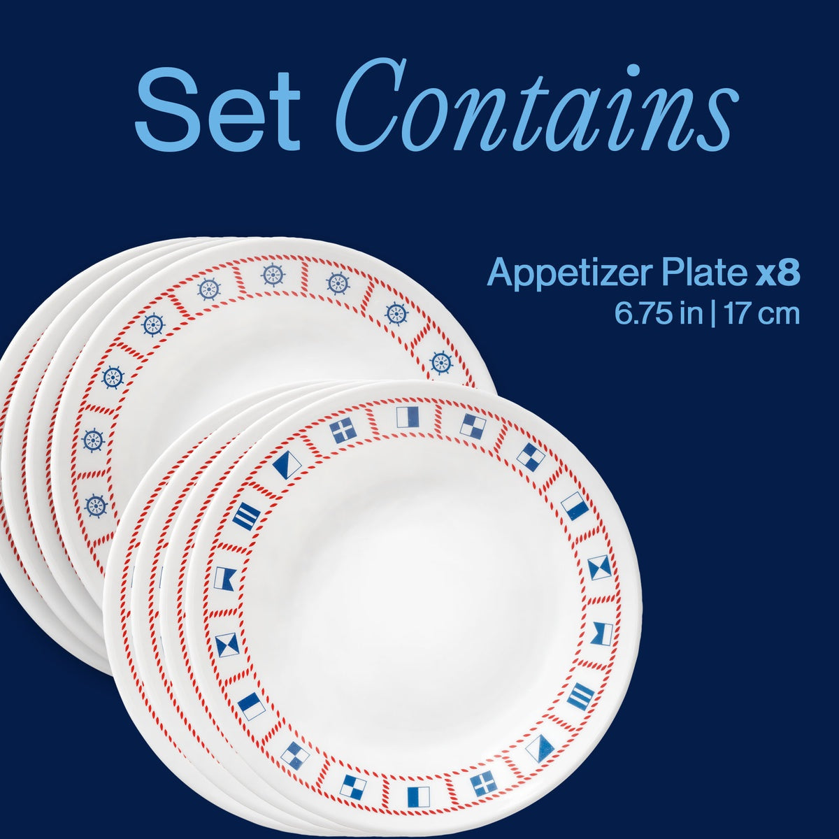 Corelle® Sailing Away 6.75" Appetizer Plate, 8-pack