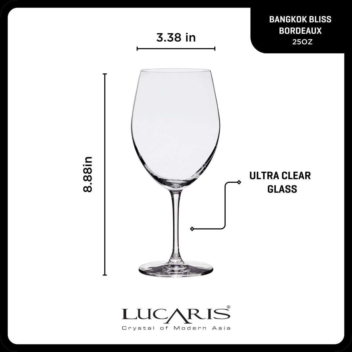 Lucaris Bangkok Bliss Bordeaux Glasses (4-Pieces), 25-ounce, Dishwasher Safe, Lead-free Crystalline